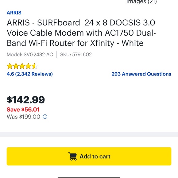 ARRIS® SVG2482-AC SURFBoard DOCSIS 3.0 AC1750 Cable Modem/Router Combo - Picture 5 of 5